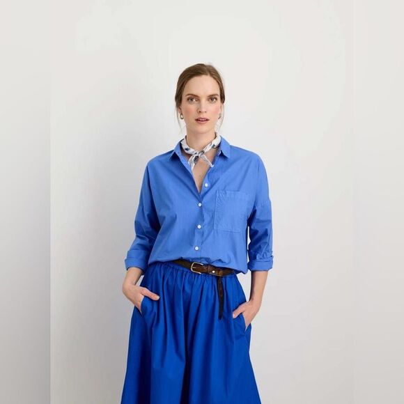 Alex Mill Standard Paper Poplin Skirt A-line Pockets Ultramarine Blue Sz Medium - Picture 6 of 6